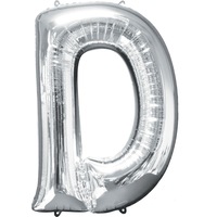 Silver Party Supplies - Silver Foil Balloon Letter D 86cm 