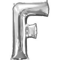 Silver Party Supplies - Silver Foil Balloon Letter F 86cm 