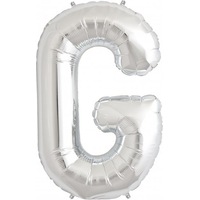Silver Party Supplies - Silver Foil Balloon Letter G 86cm 