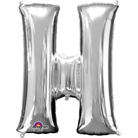 Silver Party Supplies - Silver Foil Balloon Letter H 86cm 