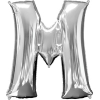Silver Party Supplies - Silver Foil Balloon Letter M 86cm 