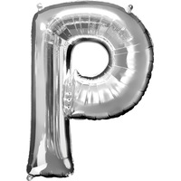 Silver Party Supplies - Silver Foil Balloon Letter P 86cm 
