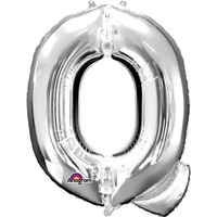 Silver Party Supplies - Silver Foil Balloon Letter Q 86cm 