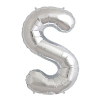Silver Party Supplies - Silver Foil Balloon Letter S 86cm 
