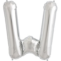 Silver Party Supplies - Silver Foil Balloon Letter W 86cm 