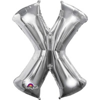 Silver Party Supplies - Silver Foil Balloon Letter X 86cm 