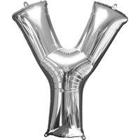 Silver Party Supplies - Silver Foil Balloon Letter Y 86cm 