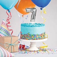 Silver Self-Inflating Number “7” Balloon Cake Topper