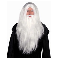 Sorcerer/ Christmas Santa Wig and Beard Set - White 
