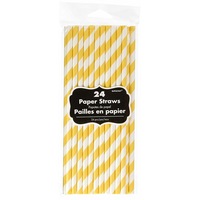 Yellow Paper Straws 24 Pack