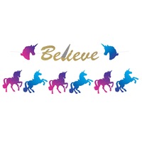 Unicorn Party Supplies " Believe" Streamer Set