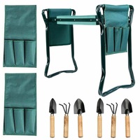 2 in1 Garden Kneeler Padded Pad Seat Stool Gardening Work Free 6 Tool 2 Pouches