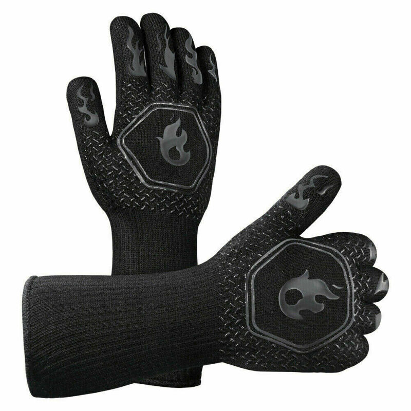 2x Heat Proof Resistant Oven BBQ Gloves 35cm Kitchen Cooking Silicone Mitt Unbranded