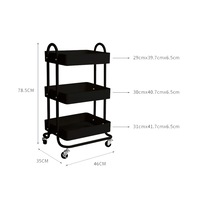 3 Tiers Kitchen Trolley Cart Steel Storage Rack Shelf Organiser Wheels