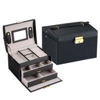Large Jewellery Box Organizer Leather Ornament Ring Earring Display Storage Case