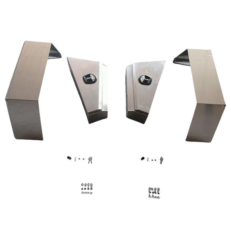 Pair Aluminium 780mm Double Tapered Under Tray Ute Tool Box + Flare Mud
