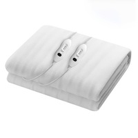 White Electric Blanket Heated Fitted Washable Pad Winter Warm Single Queen King Double