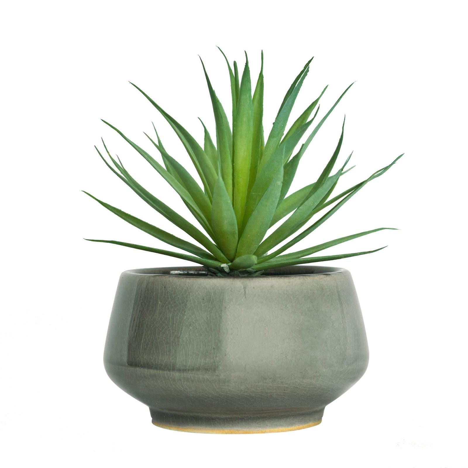 21cm Artificial Succulent In Grey Pot