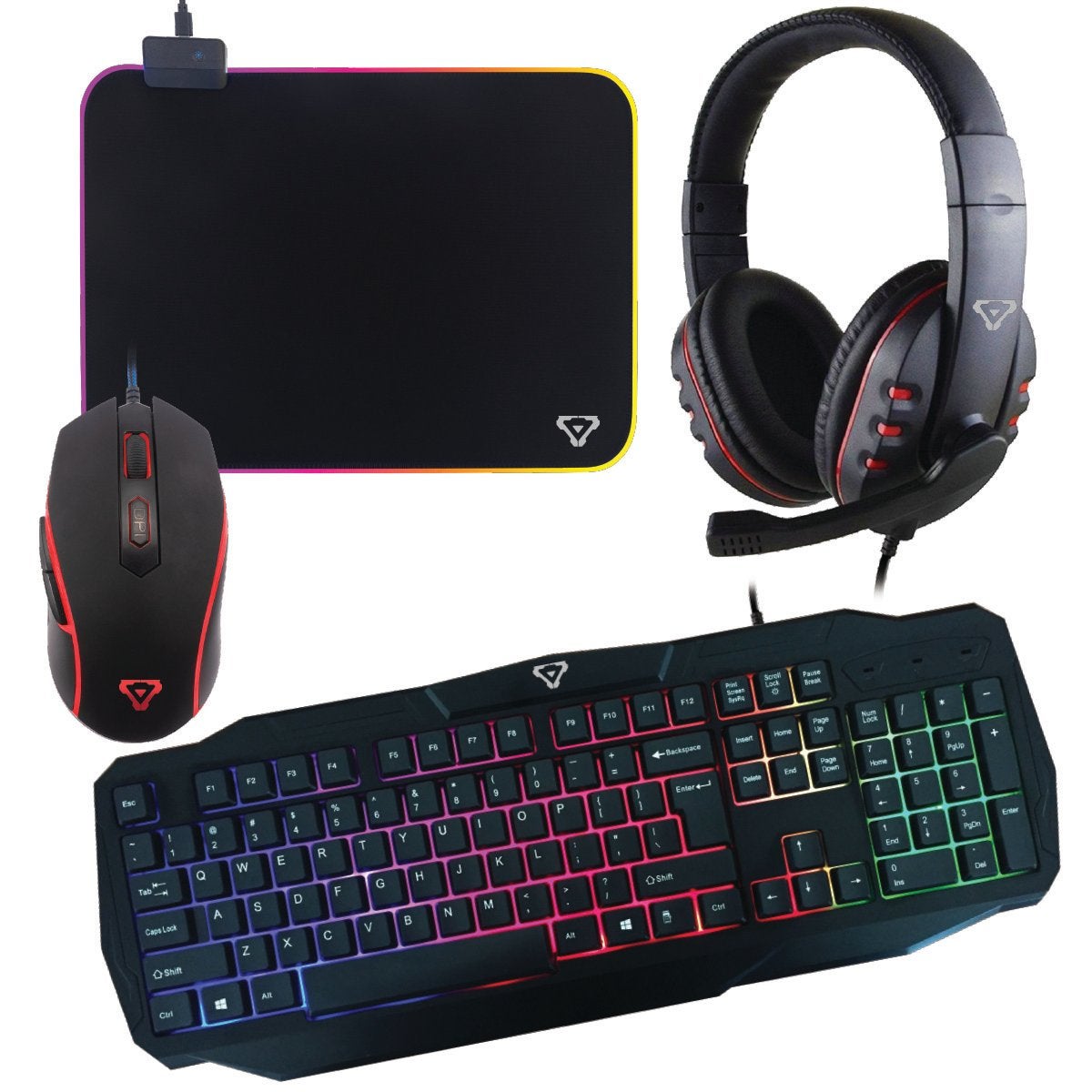 Ultimate Laser PC Gaming Combo: Ergonomic RGB Keyboard, Precision Mouse, LED Mouse Pad, and Adjustable Headset
