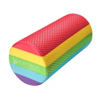 Fortress Round Foam Roller (30x15cm) w/ Exercise Chart - Rainbow