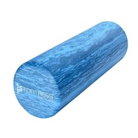 Fortress Round Foam Roller (45x15cm) w/ Exercise Chart - Marble Blue