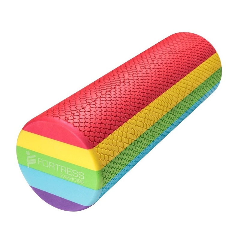 Buy Fortress Round Foam Roller (45x15cm) w/ Exercise Chart Rainbow