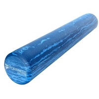 Fortress Round Foam Roller (90x15cm) w/ Exercise Chart - Marble Blue