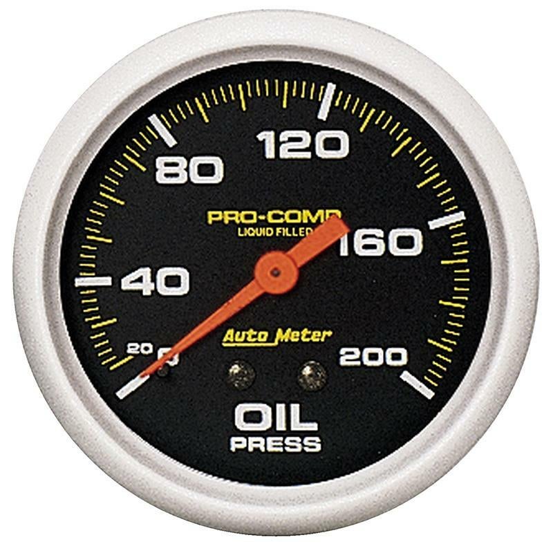 Auto Meter Pro-Comp Oil Pressure Gauge 2-5/8" Liquid Filled Mechanical 0-200 psi
