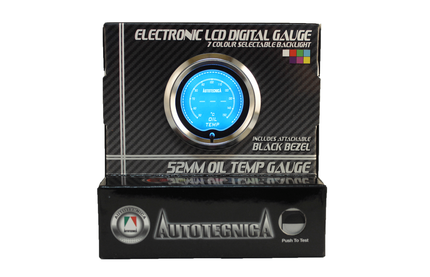 Autotecnica Oil Temperature Electronic LCD Digital Gauge Black 7 Colour 52mm