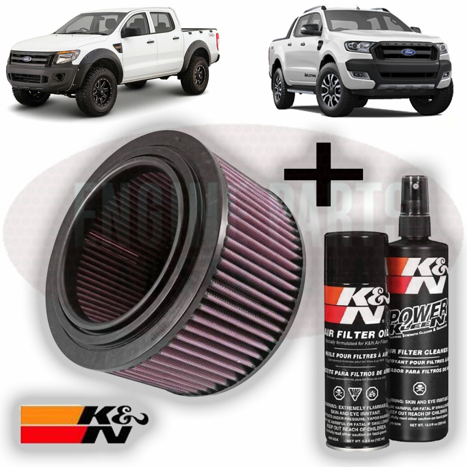 K&N Performance High Flow Air Filter & Cleaner Kit for Ford Ranger PX PX2 2.2 3.