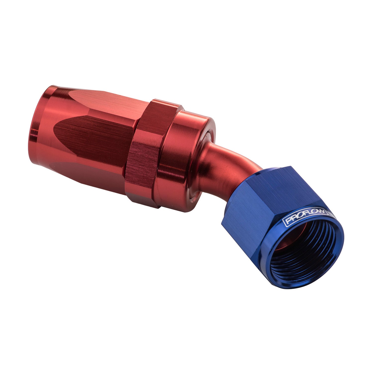 Proflow 45 Degree Hose End -10AN Hose to Female Blue/Red PFE102-10