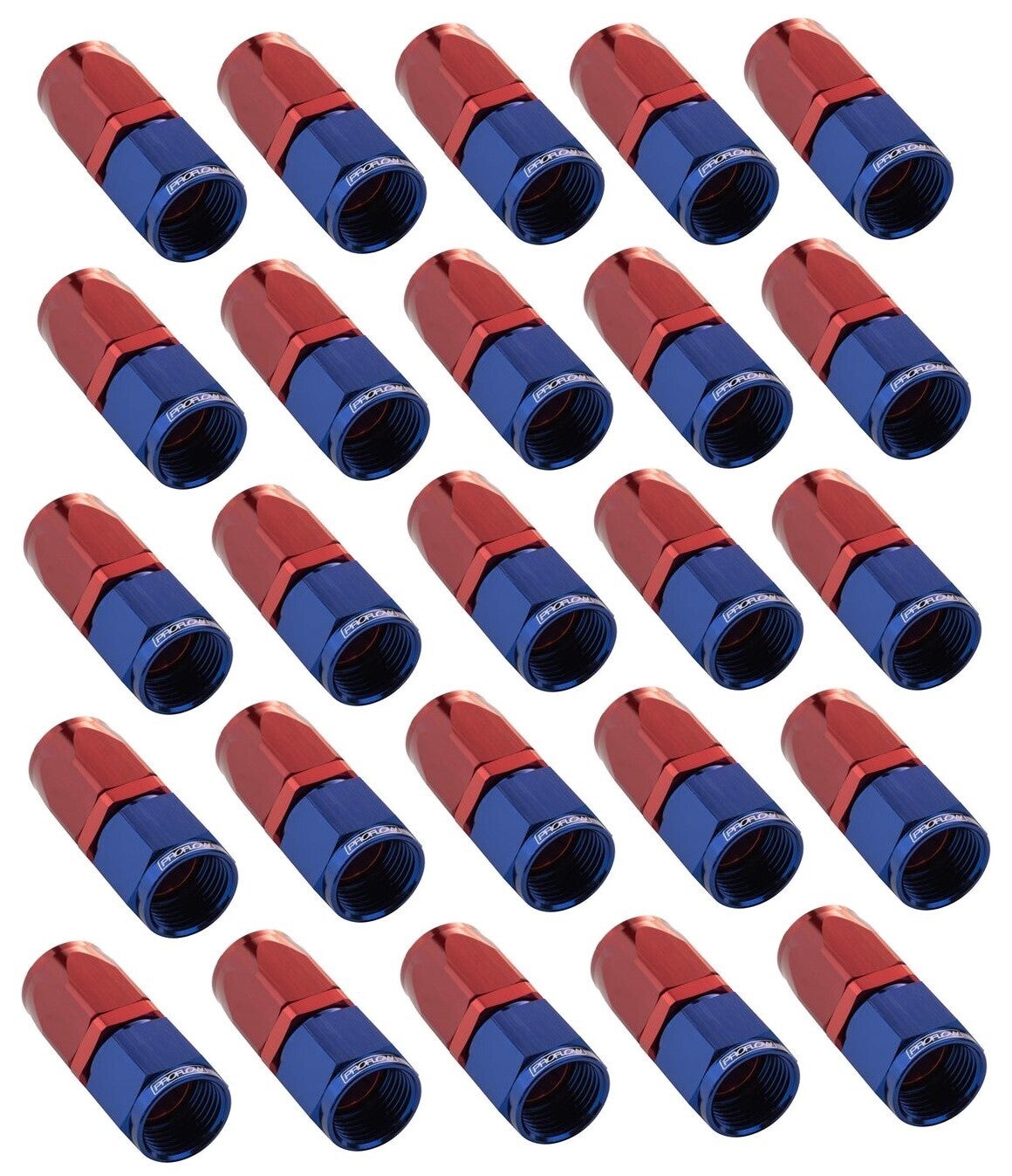 Proflow Bulk Pack Fitting Hose End Straight Full Flow -06AN Blue/Red 25pc