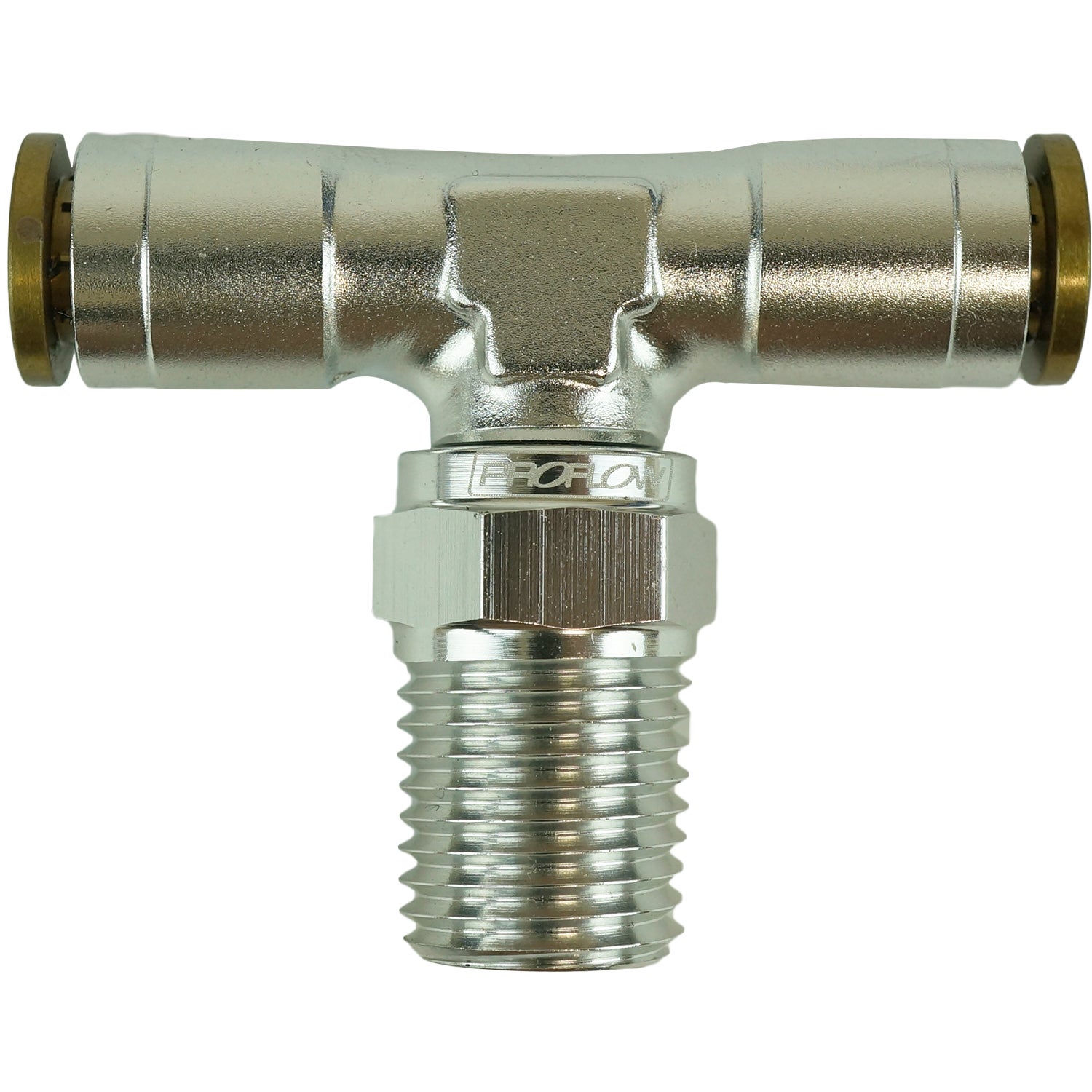 Proflow Fitting Push Release Tee 1/4in. Tube To 1/4in. NPT Silver PFE854-04S