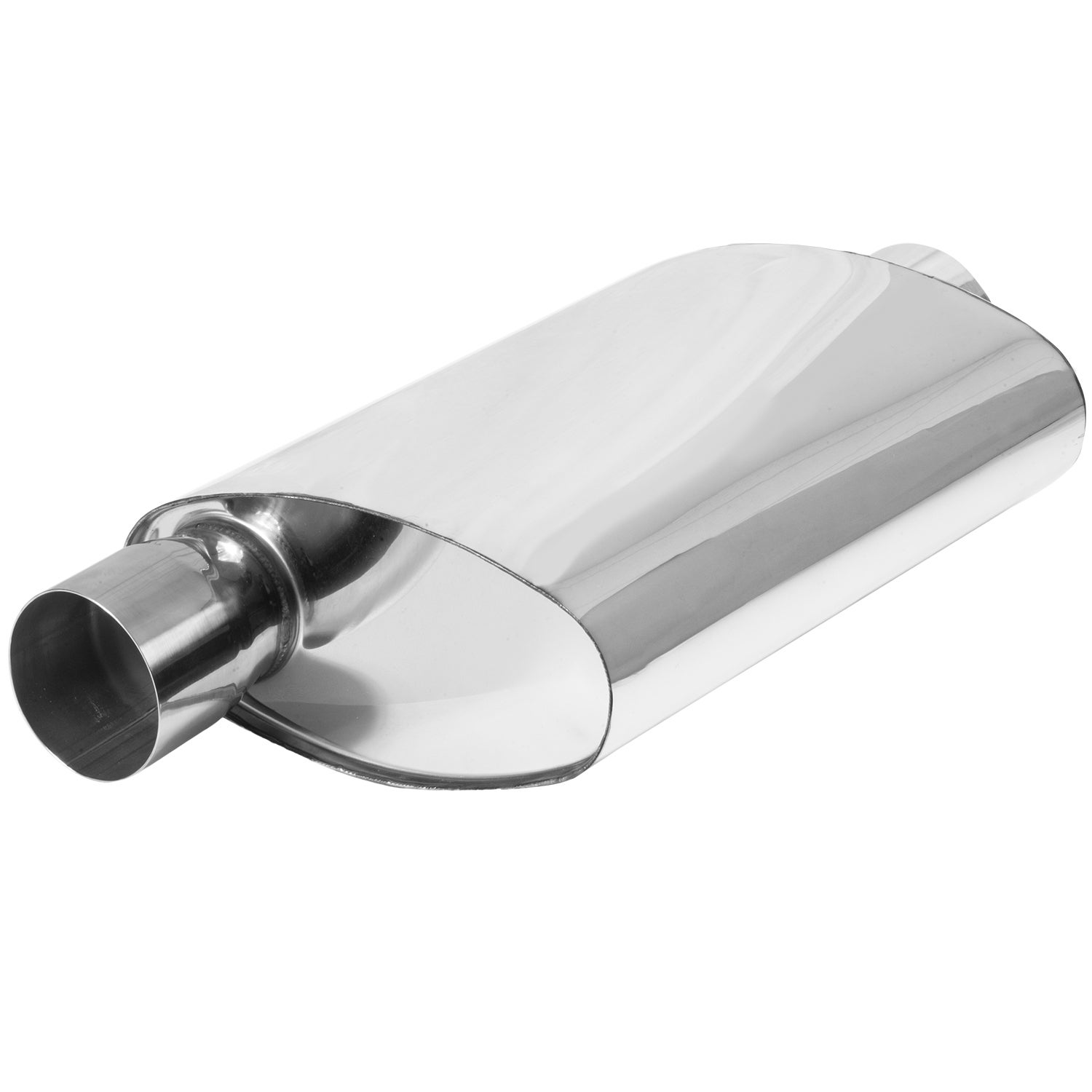 Proflow Muffler Oval 409 Stainless Steel Polished Flow Chamber 3in. Side Inlet T
