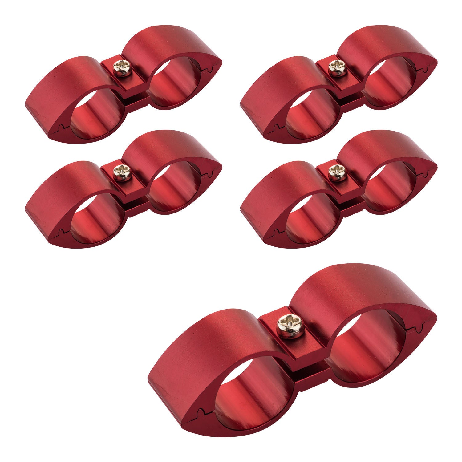 Proflow Twin Hose Clamp Separators 5 pack 04AN Red 11mm Hole PFE155-04R