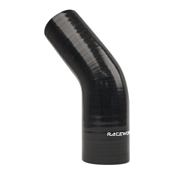 Raceworks Silicone Hose 45-Degree Reducer Elbow 1.5-1.75'' (38-45mm) Black SHE-045-150175BK