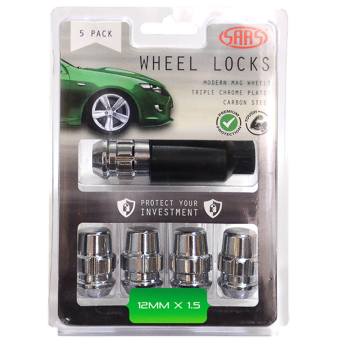 SAAS Wheel Stud Lock Nuts Splined Acorn Bulge 12mmx 1.50 Pk 5 923326-5