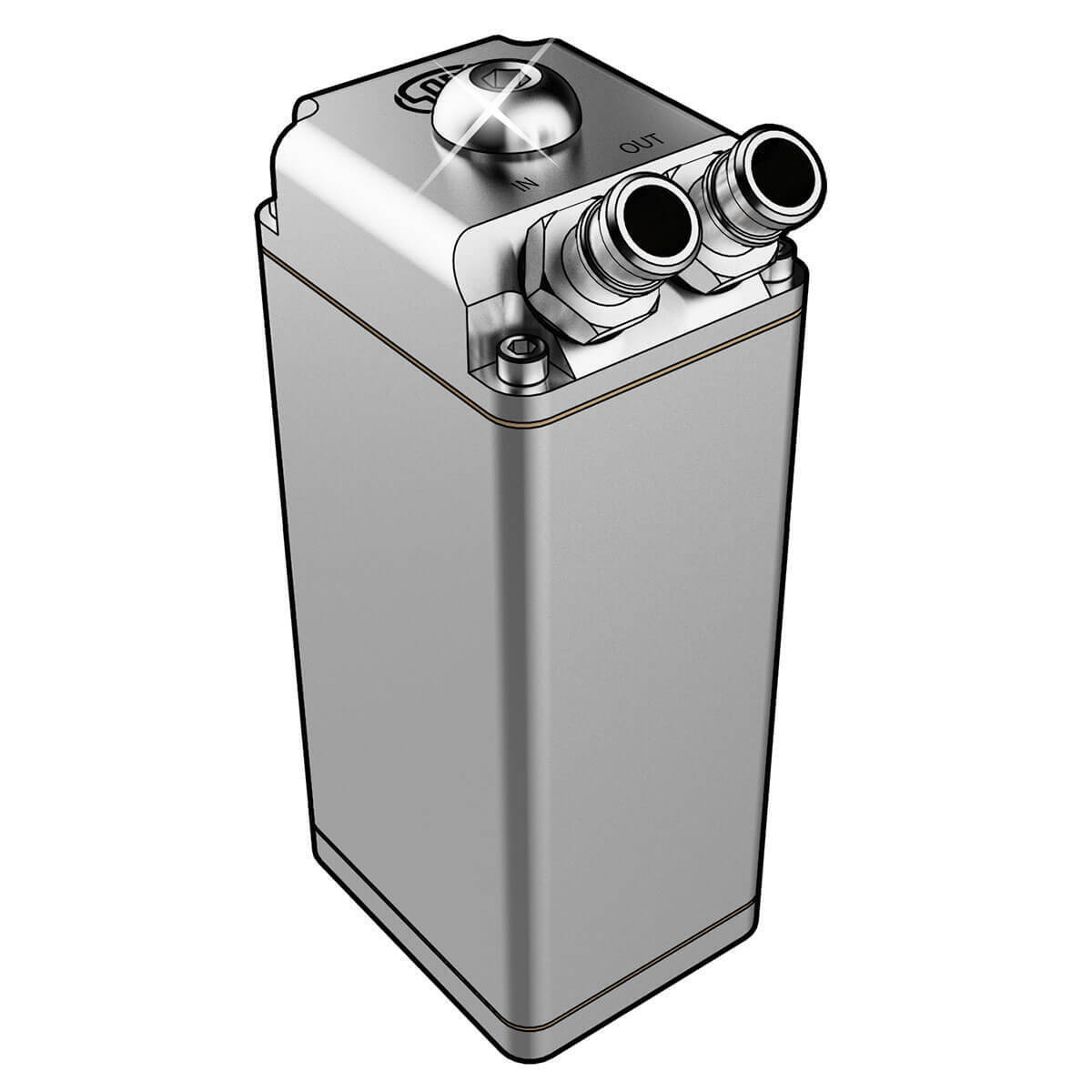 SAAS Oil Catch Can Tank Baffled Rectangle Polished Billet 600ml ST1011