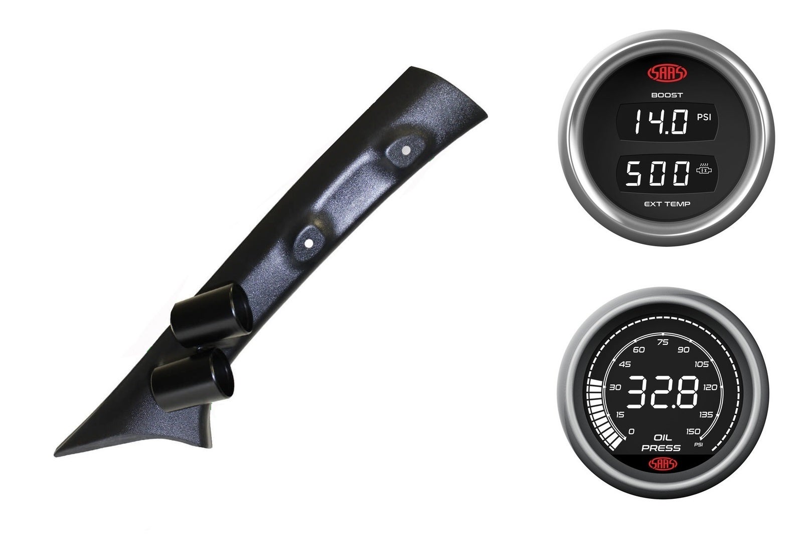 SAAS pillar pod boost/pyro oil pressure gauges for Toyota Hilux 2005-2015
