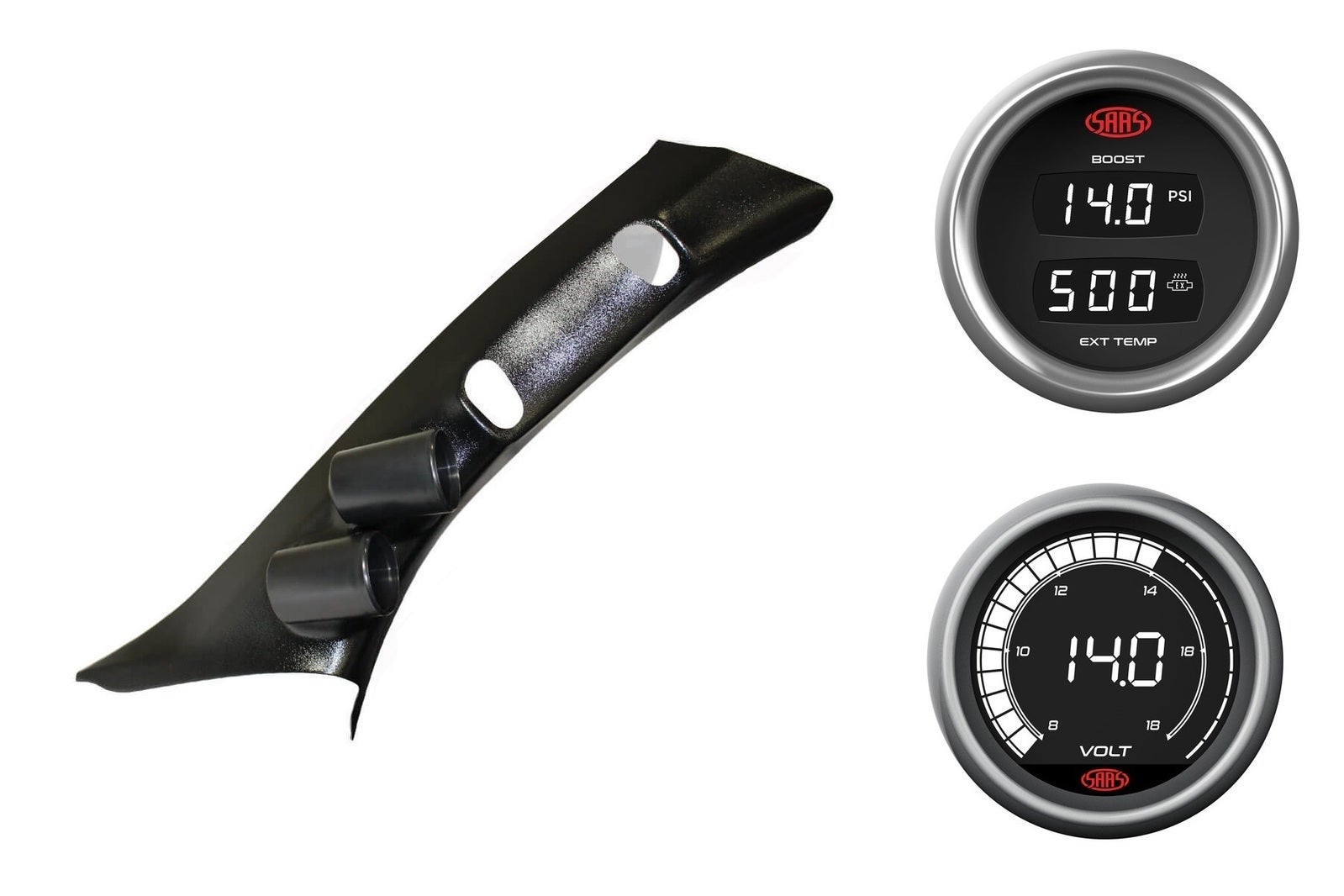 SAAS pillar pod boost/pyro voltmeter gauges for Toyota Landcruiser 200 Series