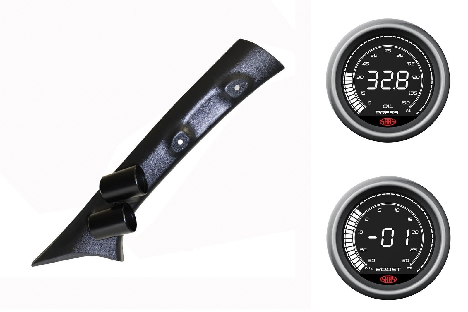 SAAS pillar pod oil pressure boost/vacuum gauges for Toyota Hilux 2015-2021