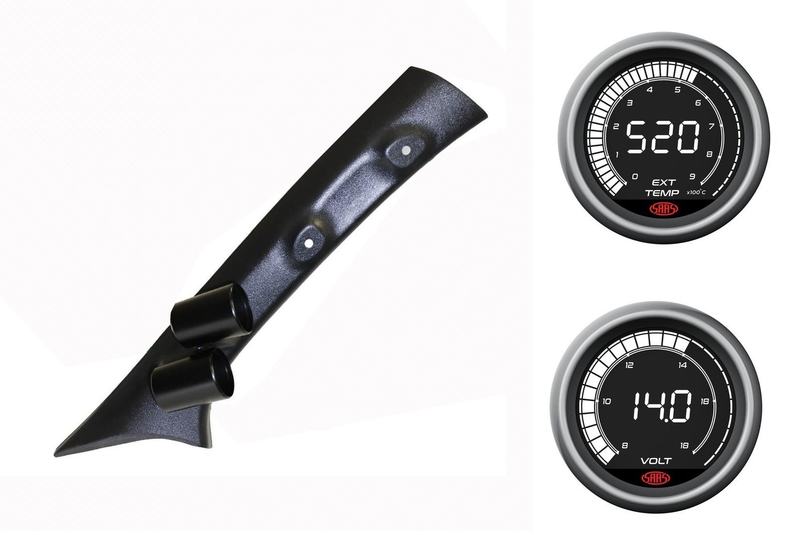 SAAS pillar pod pyro volt gauges for Toyota Hilux 2015-2021