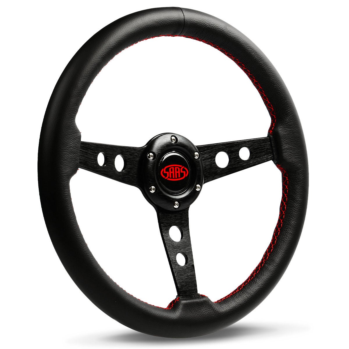 SAAS Steering Wheel Leather 14" ADR Retro Black Spoke SW616OS-L