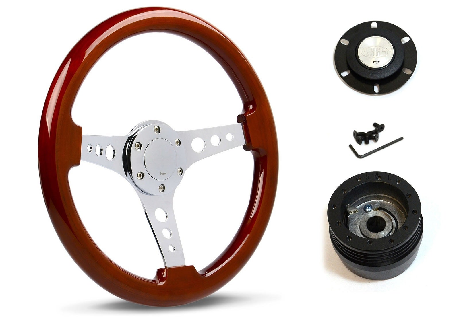 SAAS Steering Wheel SW506CR & boss for Leyland Mini Clubman Mini Moke