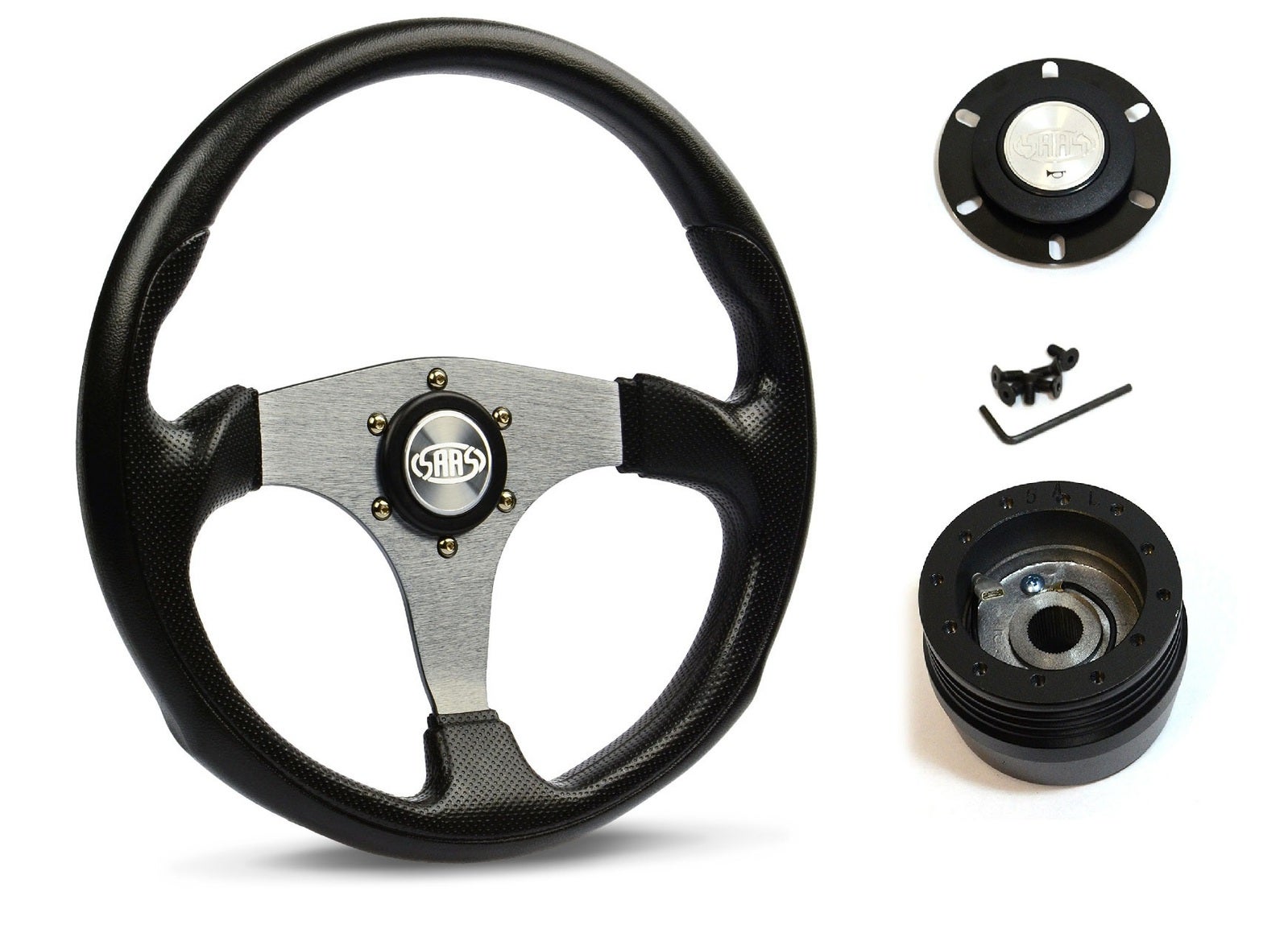 SAAS Steering Wheel SW515T-R & boss for Toyota MR2 AW11 1985-1990