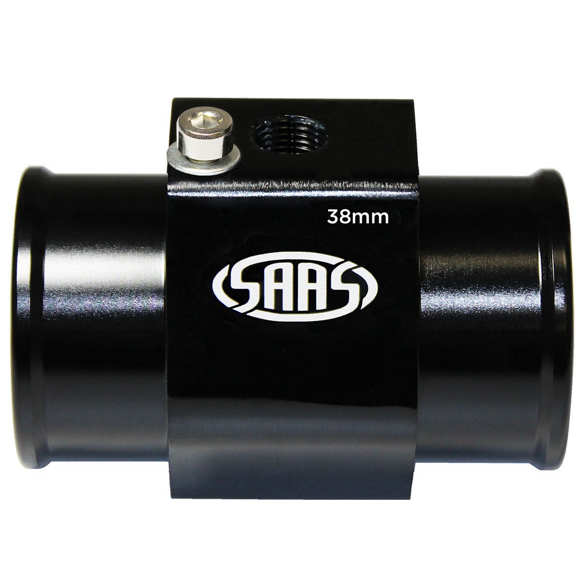 SAAS Water Temp Adapter Rad Hose 38mm Black Aluminium SWTA38B
