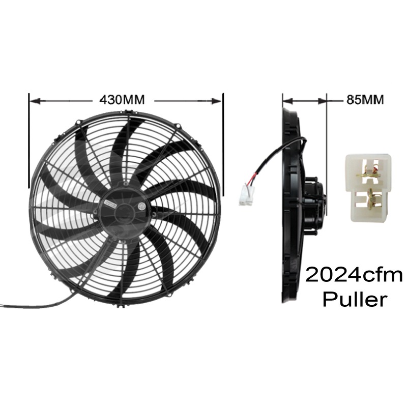 Buy Spal 16" Thermo Fan Skew Blade 12v Puller 2024CFM Low Profile High