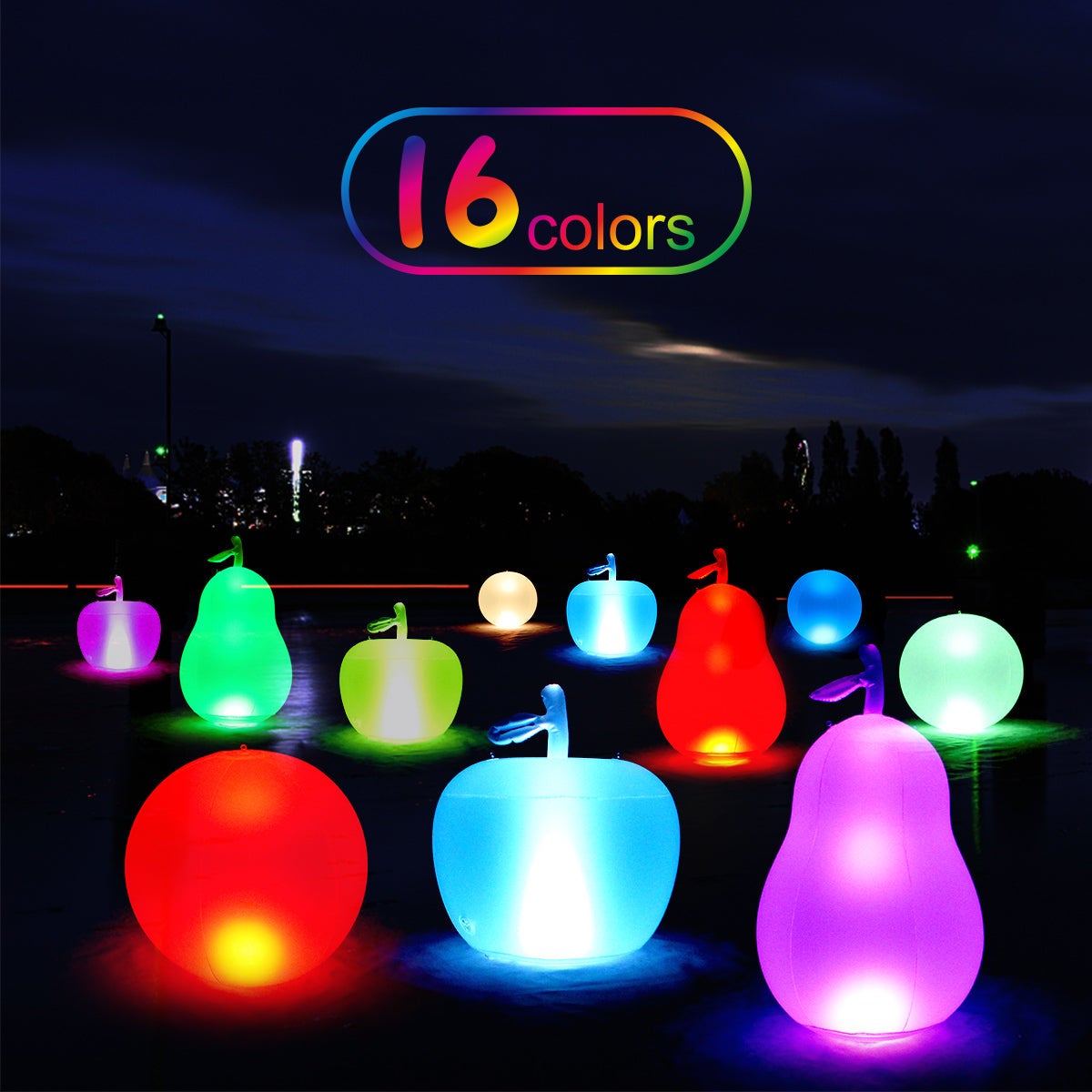 16 Colors Changing LED Floating Pool Lights Inflatable Waterproof Glow Globe with Remote Party Decor