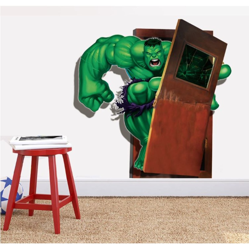 Buy 3D Wall Stickers Removable The Avengers Hulk Broken Wall Kid Boy ...