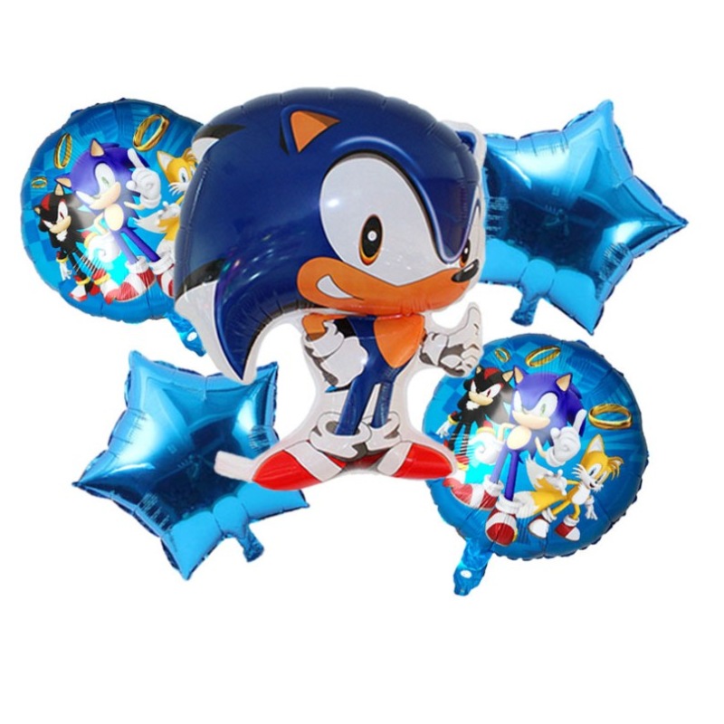 Buy 5PCS Sonic The Hedgehog Balloons Star Foil Balloon Birthday Party ...